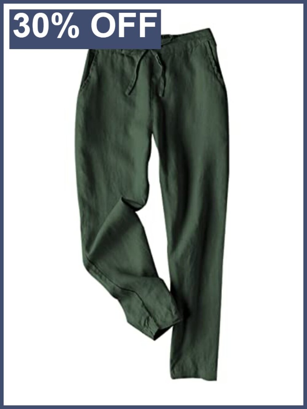 Cotton Linen Tapered Jogger Pants Drawstring High Rise Ankle